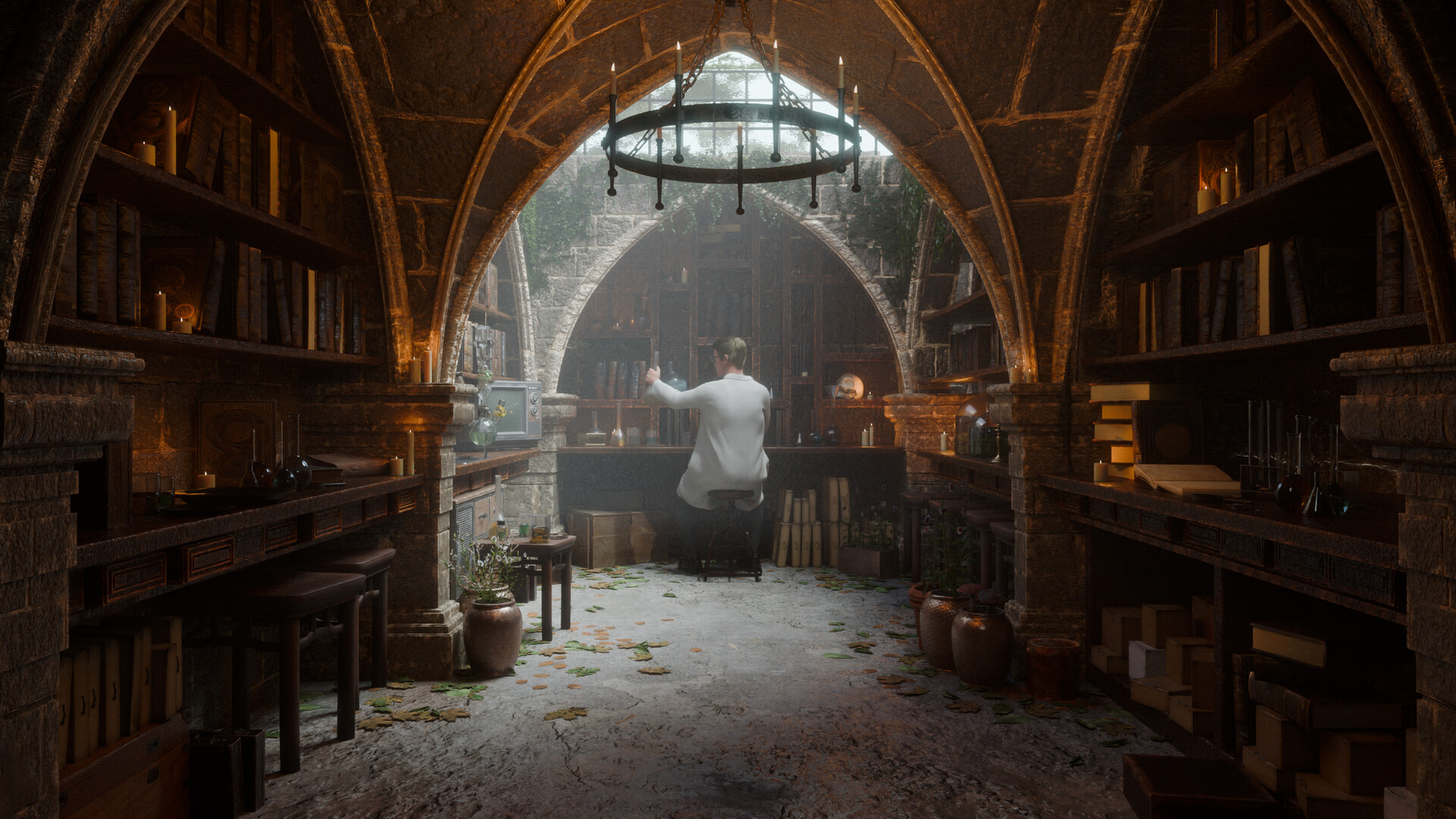 Medieval alchemy laboratory 3D environment by Tivan Hajiloo
